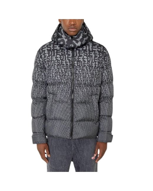 DIESEL Gray W-Step-Mon 0Weag Puffer Jacket Shell Down Padded Winter Outwear Coat for men