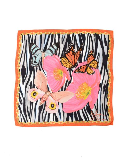 Dee Ocleppo Pink Roter Zebra-Seidenschal