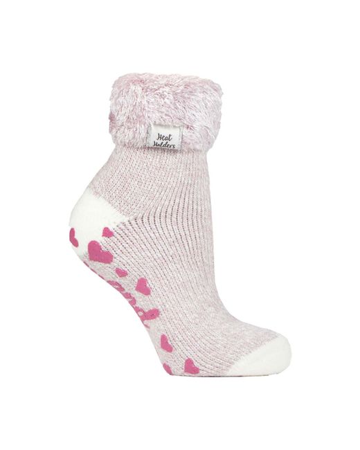 Heat Holders Pink Ladies Non Slip Thermal Low Cut Ankle Slipper Bed Socks With Grips