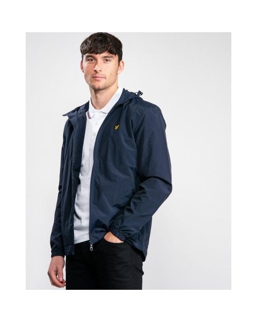 Lyle & Scott Blue Zip Through Hooded Jacket for men
