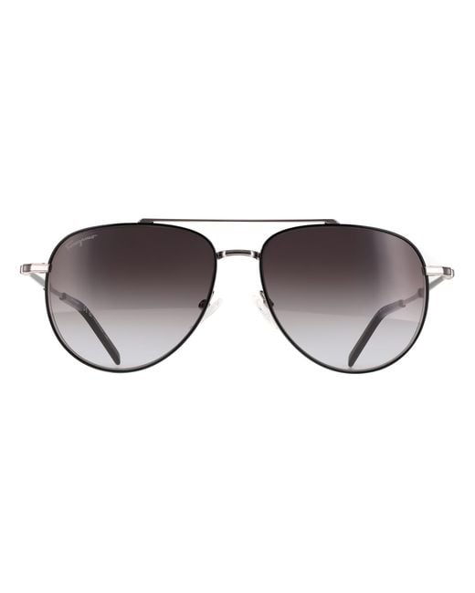 Ferragamo Brown Aviator Light Ruthenium Gradient Sf226S Metal for men