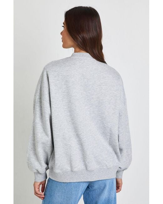 Boohoo White V Neck Oversized Sweatshirt