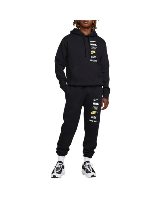 Nike Black Tracksuit Club Bb Stacked Pullover Fleece Hoodie Winter for men