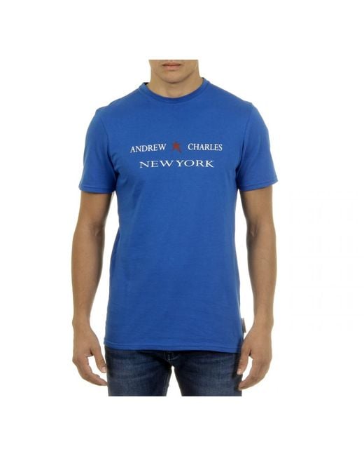 Andrew Charles by Andy Hilfiger Blue T-Shirt Short Sleeves Round Neck Keita for men