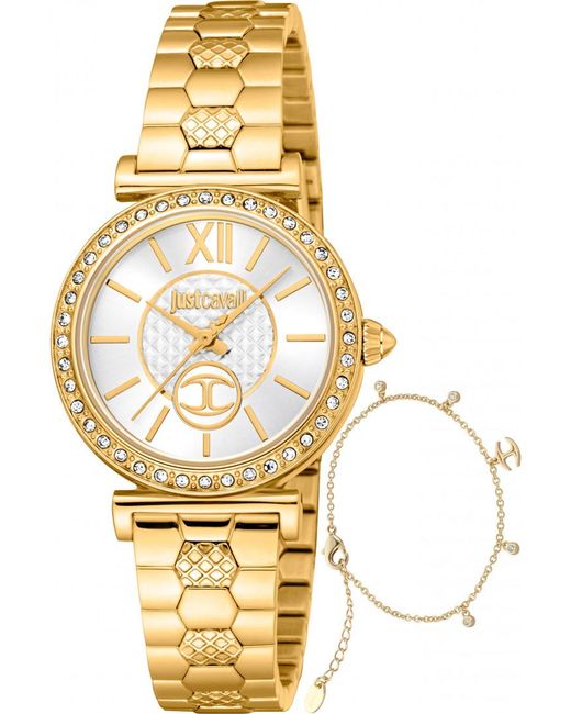 Just Cavalli Metallic Jc1L273M0055 Ladies Varenna Watch And Bracelet Gift Set
