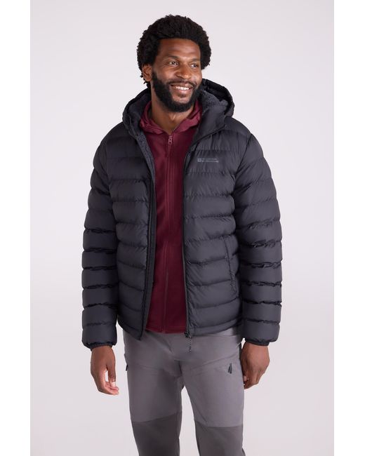 Mountain Warehouse Blue 'Seasons' Padded Jacket With Side Pockets Fur Lined Water Resistant Coat Polyamide for men