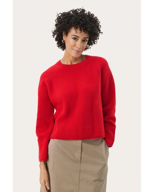 Part Two Pullover Regular Fit in het Red