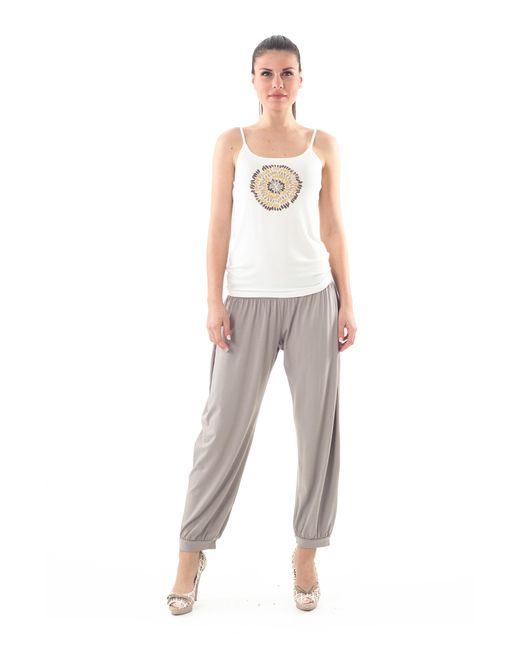 Conquista White Printed Spaghetti Top