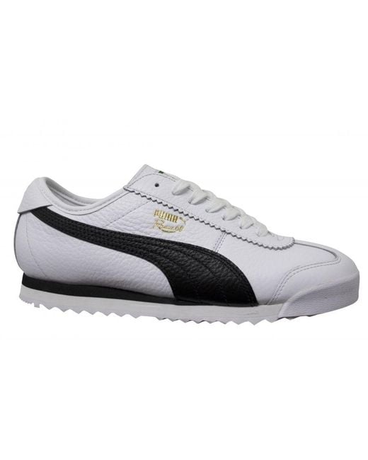 PUMA White Roma 68 Vintage Leather Low Lace Up Trainers 370051 02 for men