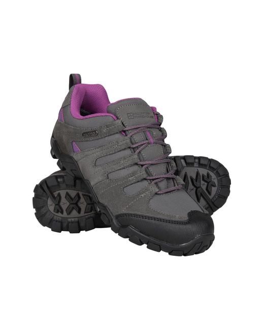 Mountain Warehouse Gray 'Belfour' Walking Shoes With Rubber Outsole Everyday Hiking Sneakers Leather