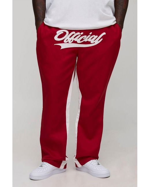 BoohooMAN Plus Elasticated Waist Official Applique Gusset Flared Pants for men
