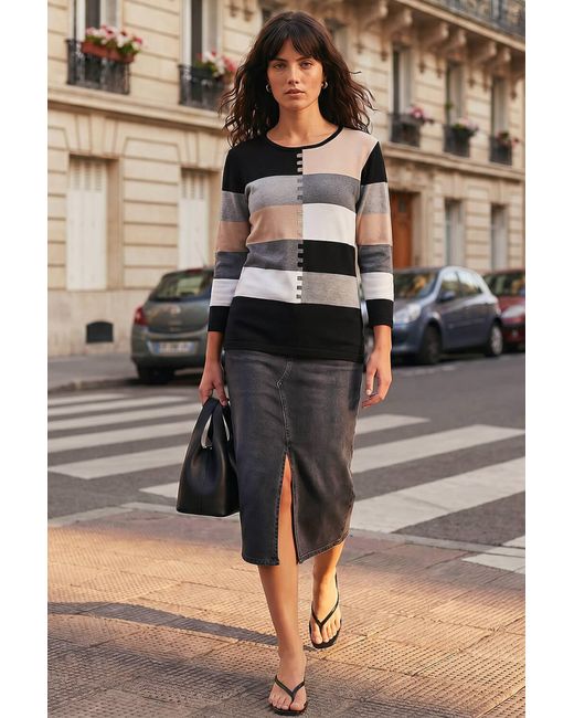 Roman Brown Colour Block Hotfix Jumper