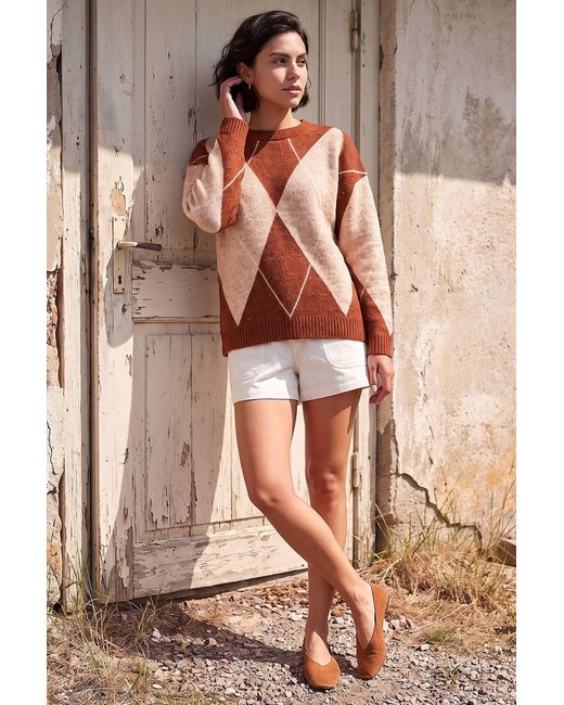 Roman Brown Argyle Knit Jumper