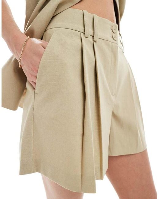 Vero Moda Natural Pleat Front Tailored Shorts Co-Ord