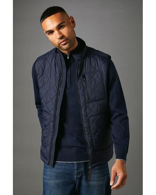 MAINE Blue Diamond Quilted Gilet for men