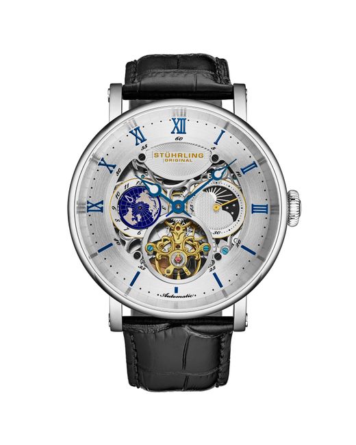 Stuhrling Gray Automatic Skeleton Dual Time Watch for men