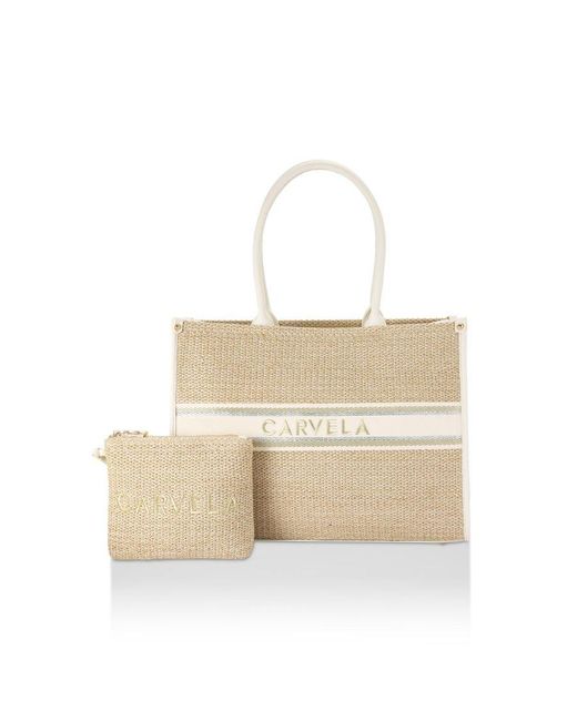 Carvela Kurt Geiger White Beach Glam Tote Bag Fabric