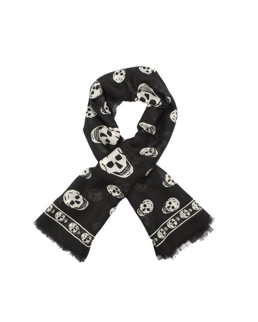 McQueen Black Schädel-Seidenschal