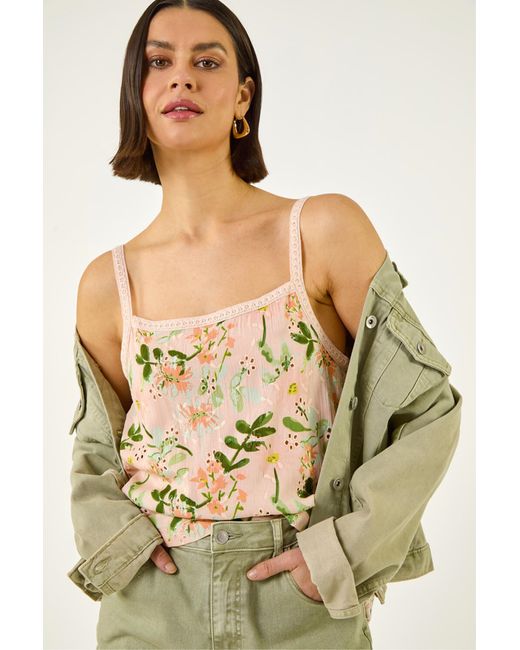 Roman Orange Floral Broidery Cami