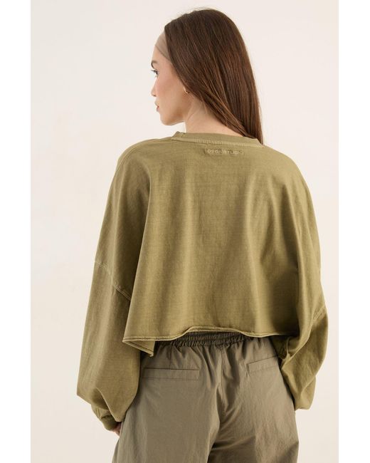 DSGN Studio Green Heavyweight Washed Oversized Long Sleeve Crop T-Shirt