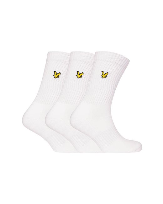 Lyle & Scott White 3 Pack Tube Socks for men