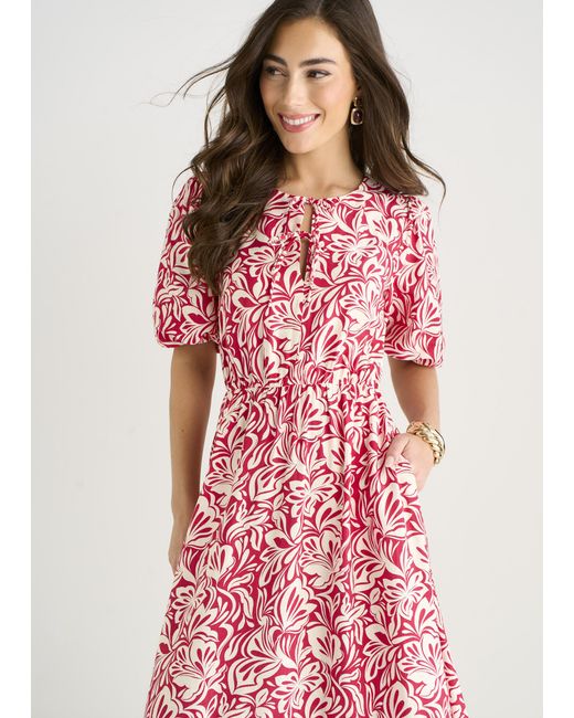 Gini London Pink Paisly Print Elasticated Waist Midi Dress