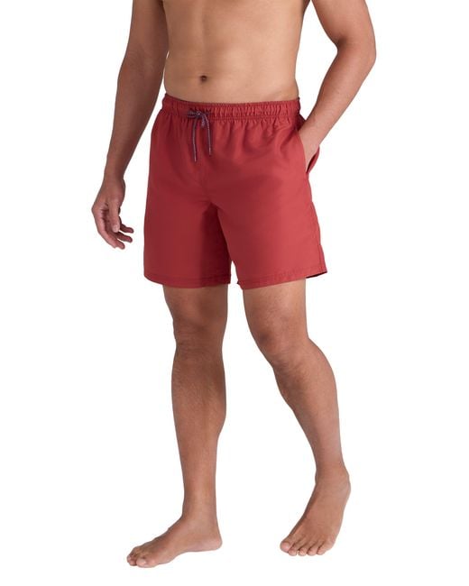 Mountain Warehouse Red 'Aruba' Swim Shorts Quick Dry Drawcord Fastening Summer Holiday Swimwear for men