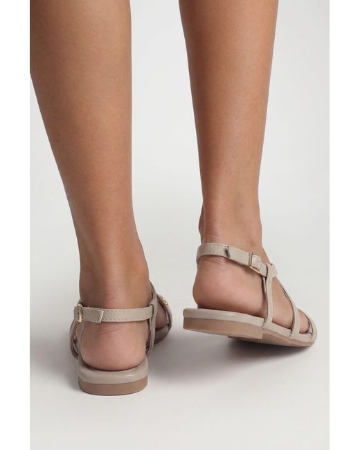 Boohoo Gray Hardware Detail Square Toe Sandals