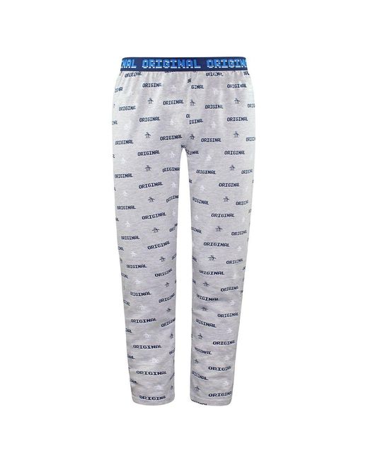 Original Penguin Gray Lounge Pyjamas Bottoms Cotton for men