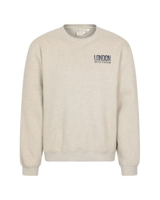 Mountain Warehouse White Regional London Sweatshirt Crew Neck Comfy Everyday Pullover Cotton for men