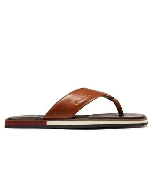 Oliver Sweeney Brown Saltash Leather Flip Flops for men