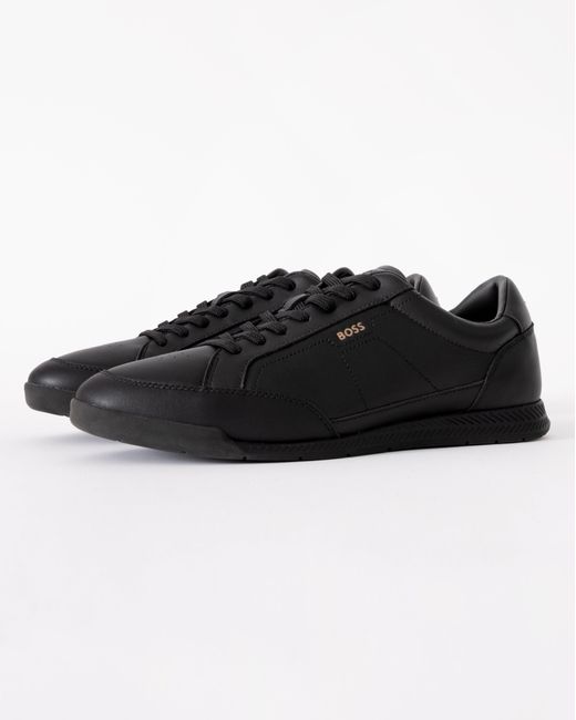Boss Black Nitan Leather Trainers With Embossed Logo for men