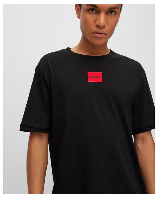 HUGO Black Diragolino212 Label Logo T-Shirt Nos for men