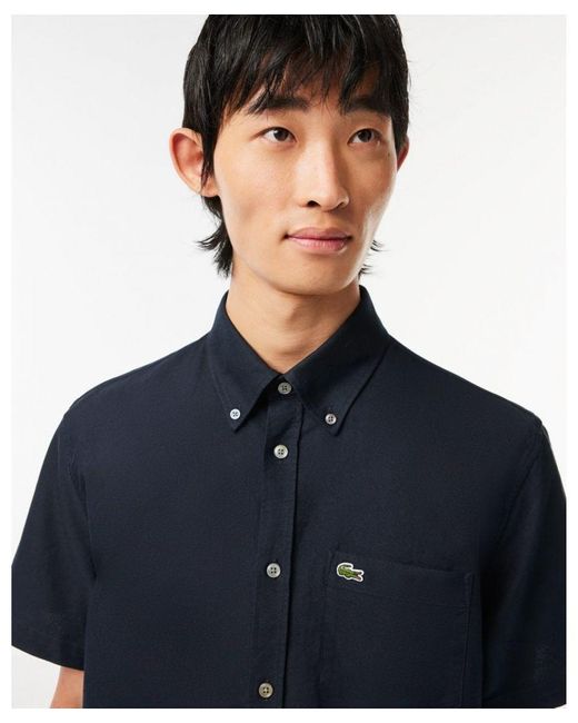 Lacoste Blue Casual Short Sleeve Woven Shirt for men