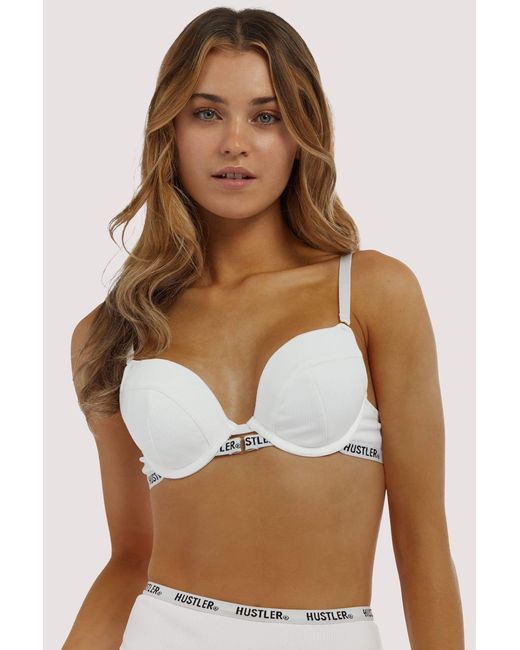 Hustler Brown Branded Ribbed Bra