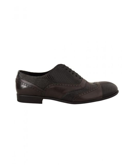 Dolce & Gabbana Black Lizard Skin Leather Oxford Dress Shoes for men