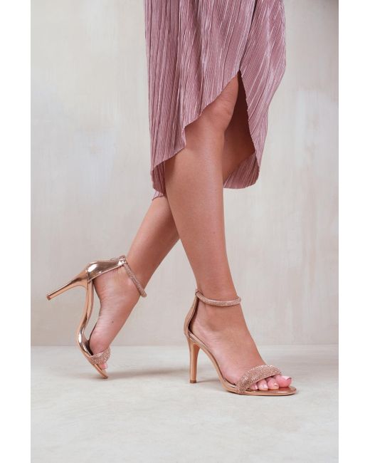 Where's That From Pink 'Sabra' High Heel Sandals With Diamante Ankle Strap