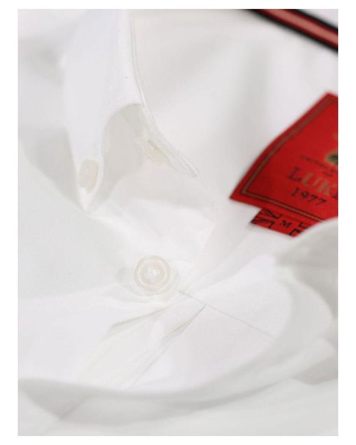 Luke 1977 White Telford Tailored Fit Smart Shirt Cotton for men