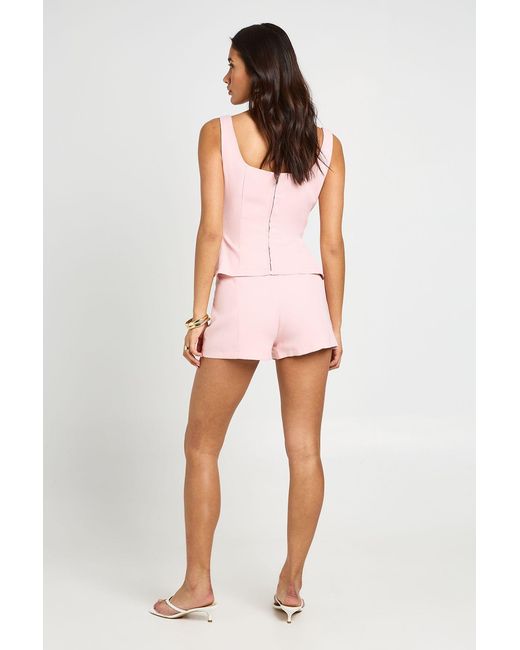 Boohoo Pink Scoop Neck Tailored Peplum Top