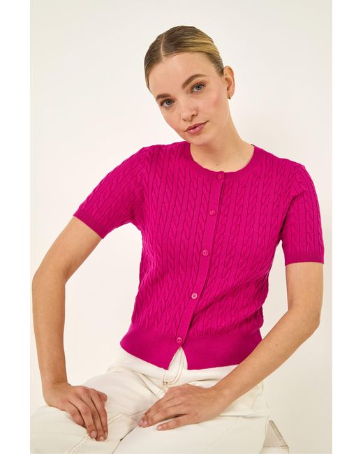 D.u.s.k Pink Cable Knit Buttoned Top