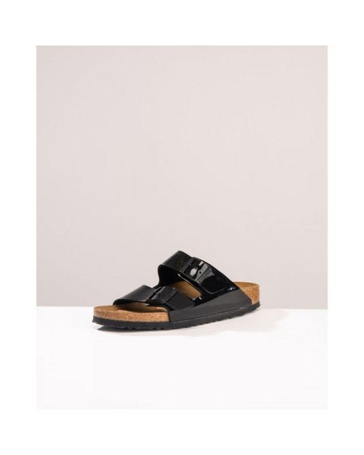 Birkenstock Black Arizona Birko-Flor Patent Sandals