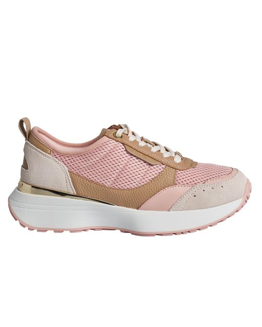 Michael Kors Pink Flynn Mesh- Und Leder-Sneaker 43F3Fyfs1D Für Damen