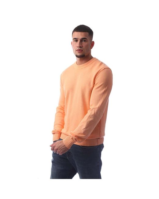 Boss Blue Crew Neck Long Sleeve Regular Fit Sweater for men