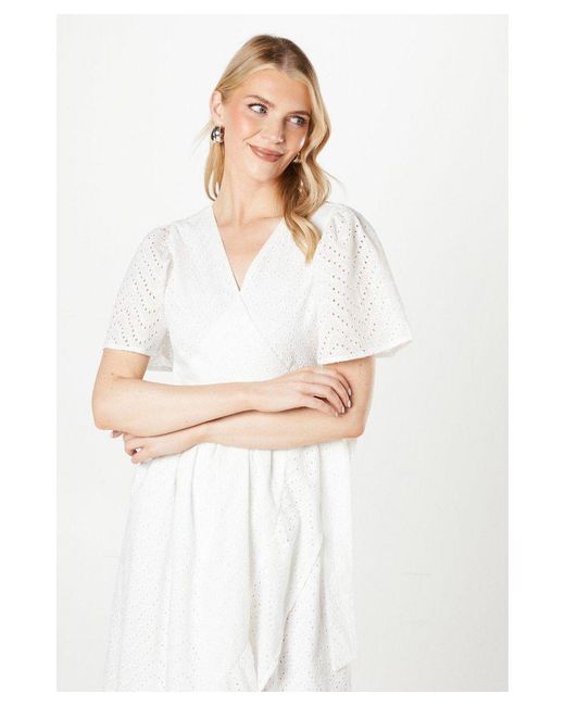 PRINCIPLES White Broderie Frill Wrap Dress