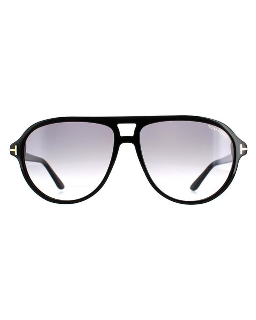 Tom Ford Black Aviator Shiny Smoke Gradient Ft0932 Jeffrey for men