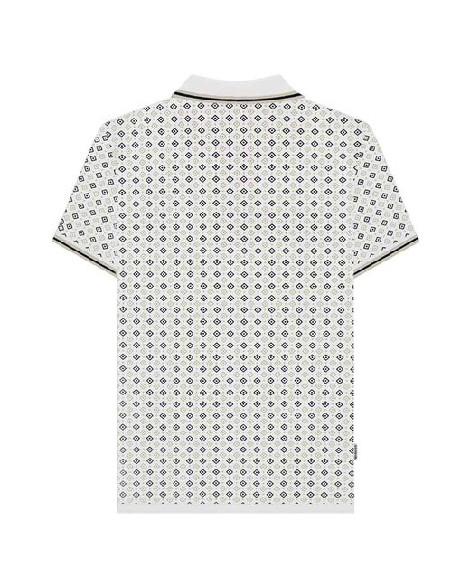 Lambretta Blue Ss25 Geometric Polo Shirt /Cashew) Cotton for men