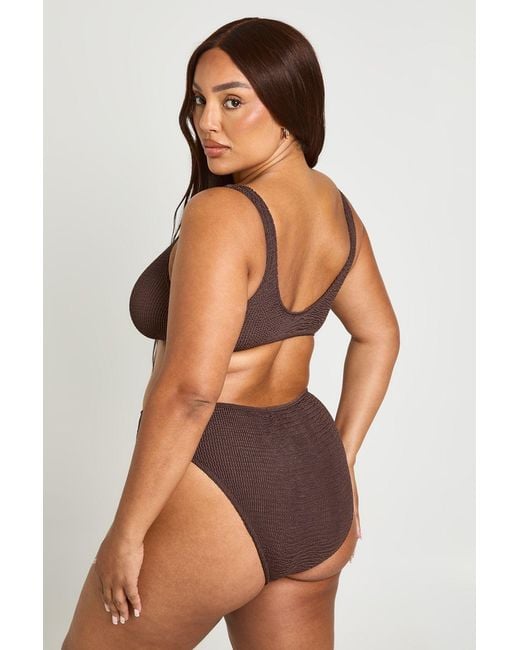 Boohoo Black Premium Fits All Crinkle Scoop Bikini Top