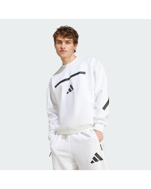 Adidas White New Z.N.E. Sweatshirt for men