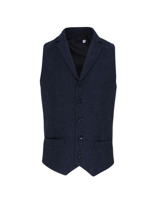 PREMIER Blue Herringbone Waistcoat () for men