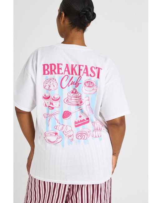 Boohoo White Plus Breakfast Printed T Shirt